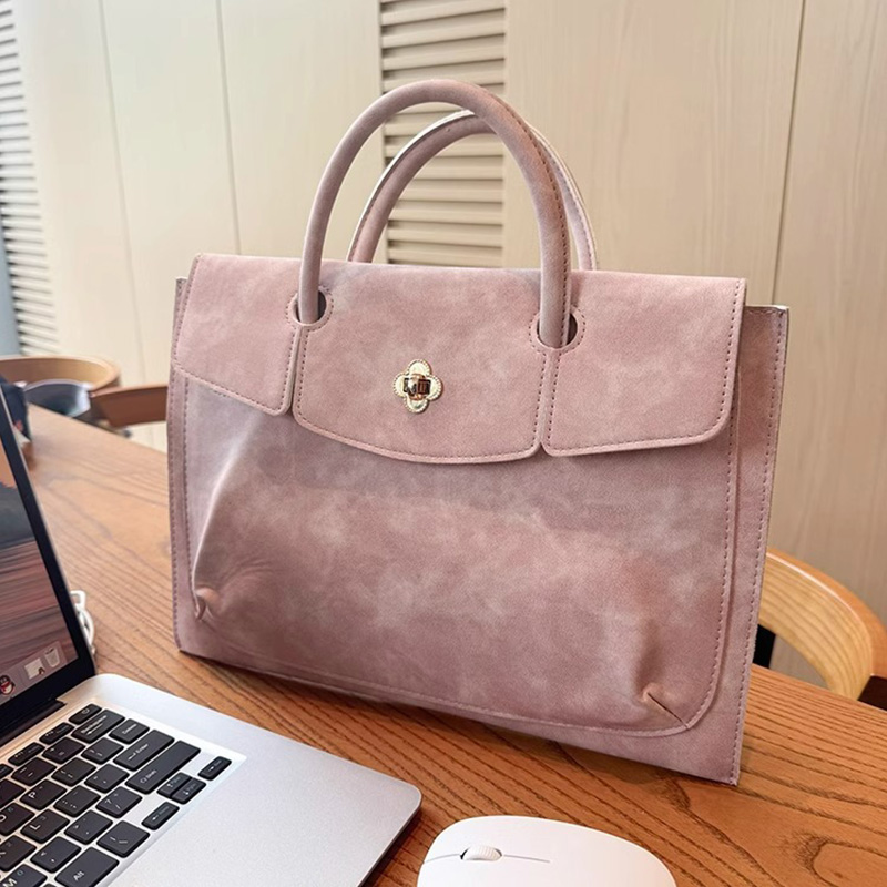 Women Bags For Office Use - Elegante roze PU leren laptoptas met