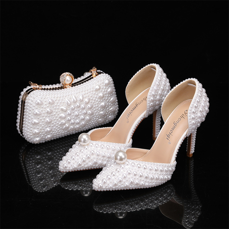 Women Bags For Wedding - Tas en schoenenset voor dames Parel