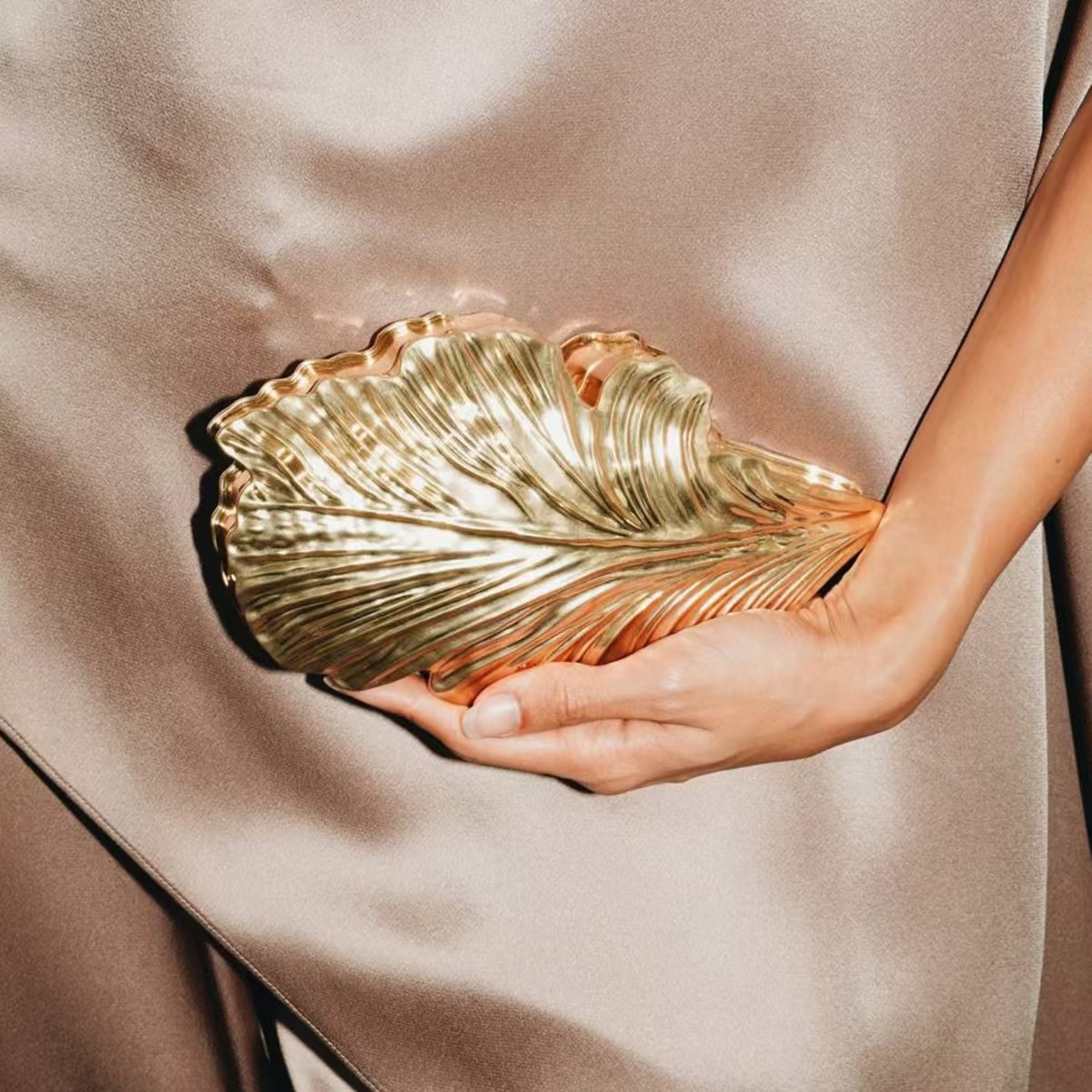 Women'S Young Bags - Luxe gouden mode-acryl blad metalen handtas,