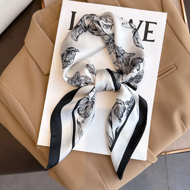 Women Bags Online - 70*70Cm Luxe Bloemenprint Zijden Vierkante Sjaal