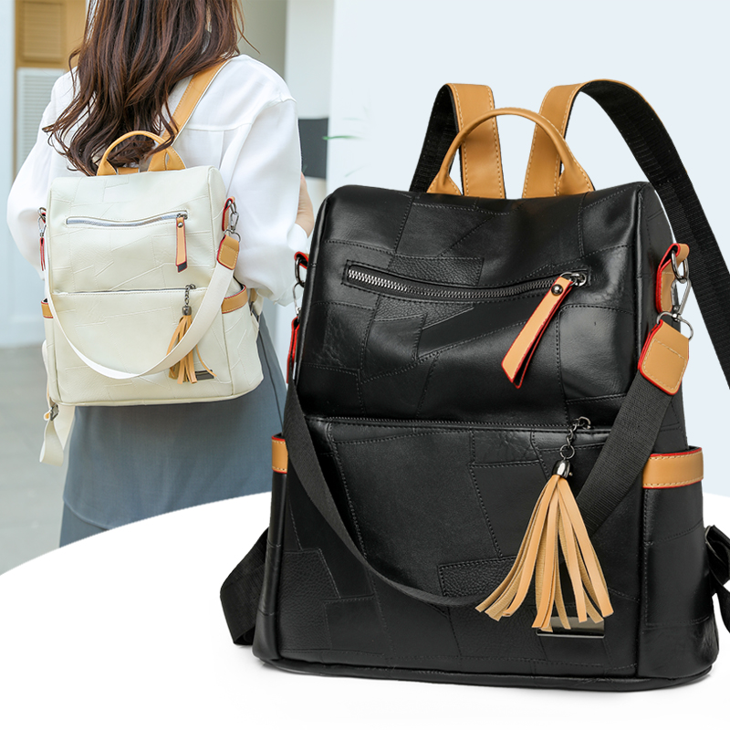 Women Bags For Office Use - Vintage PU-leer damesrugzak met grote capaciteit,