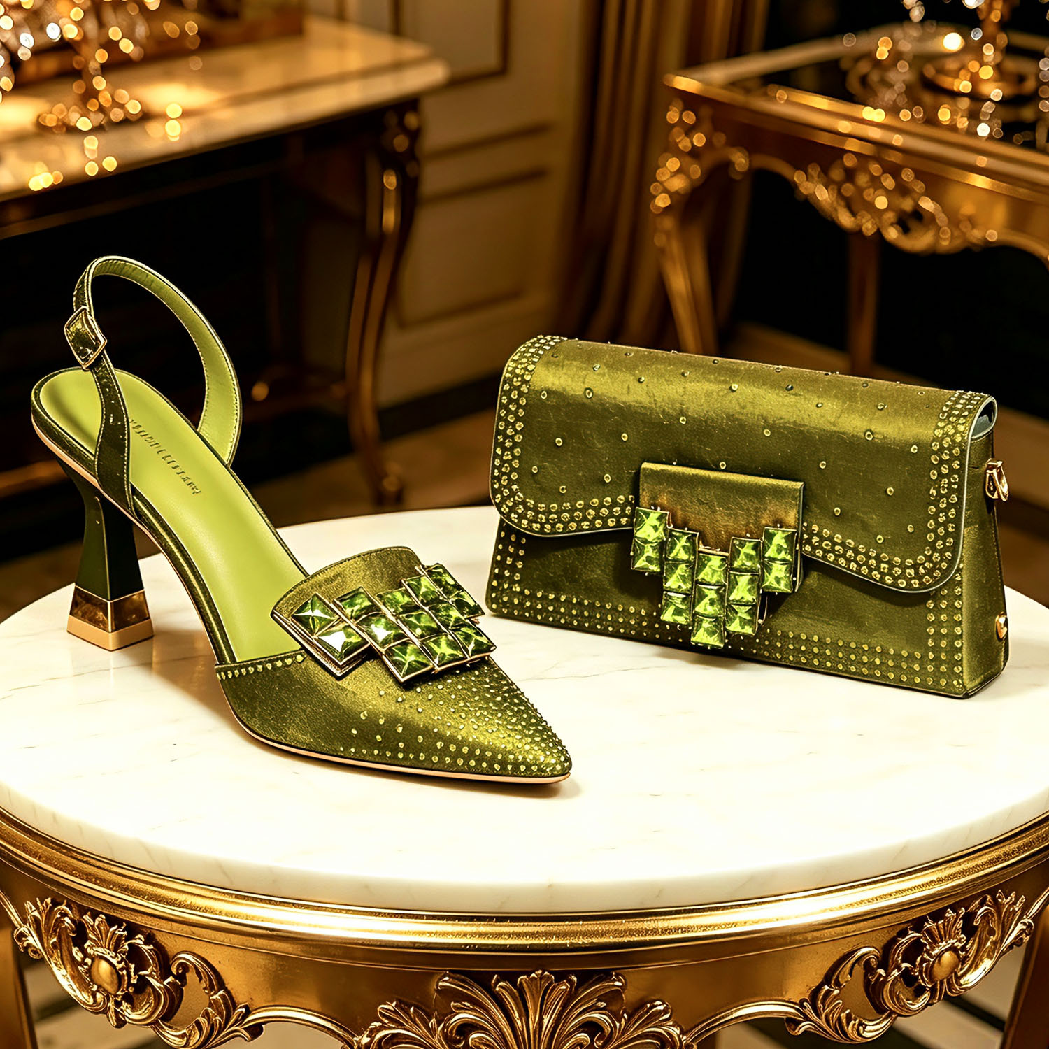 Women Bags For Wedding - 2026 INS Italiaans design olijfgroene strass-hoge