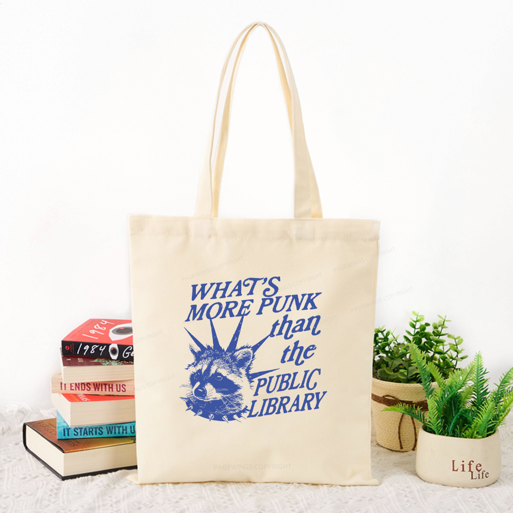 Women Bags For Office Use - Dames canvas draagtas, schoudertas met punk-wasbeer-bibliotheek